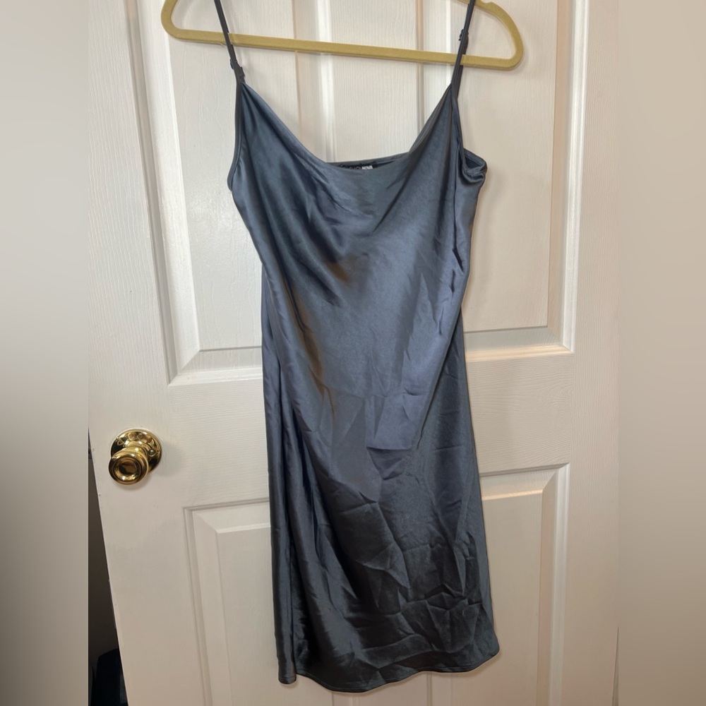 Blue satin dress